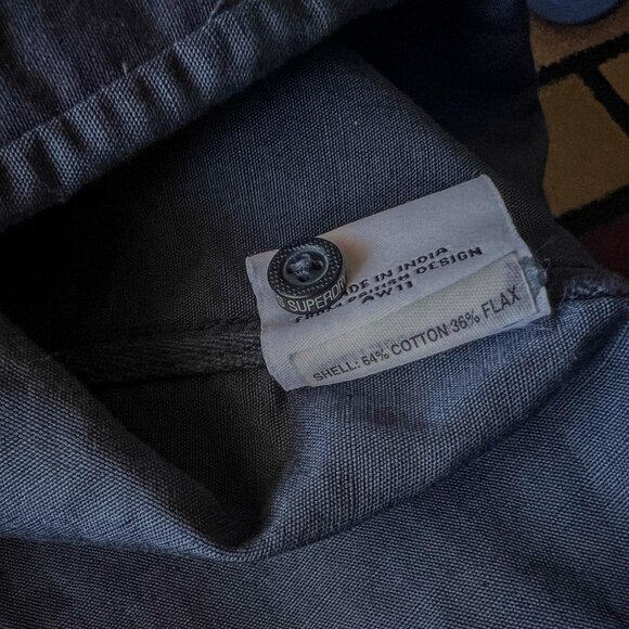 Superdry Japan brand British Design Dark Blue Cotton/Flax US Size Small NWOT - Picture 7 of 9